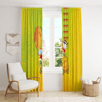 Hawaiian Mango Mele Kalikimaka Window Curtain Santa Claus Surfing with Turtle Mango Christmas