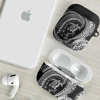 Hawaiian Turtle and Shark AirPods Case Kakau Tribal with Polynesian Pattern Black Color