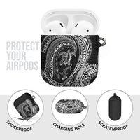Hawaiian Turtle and Shark AirPods Case Kakau Tribal with Polynesian Pattern Black Color