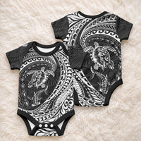 Hawaiian Turtle and Shark Baby Onesie Kakau Tribal with Polynesian Pattern Black Color LT03 - Polynesian Pride