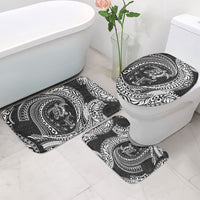 Hawaiian Turtle and Shark Bathroom Set Kakau Tribal with Polynesian Pattern Black Color