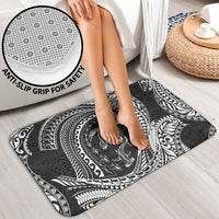 Hawaiian Turtle and Shark Bathroom Set Kakau Tribal with Polynesian Pattern Black Color