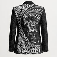 Hawaiian Turtle and Shark Blazer Kakau Tribal with Polynesian Pattern Black Color