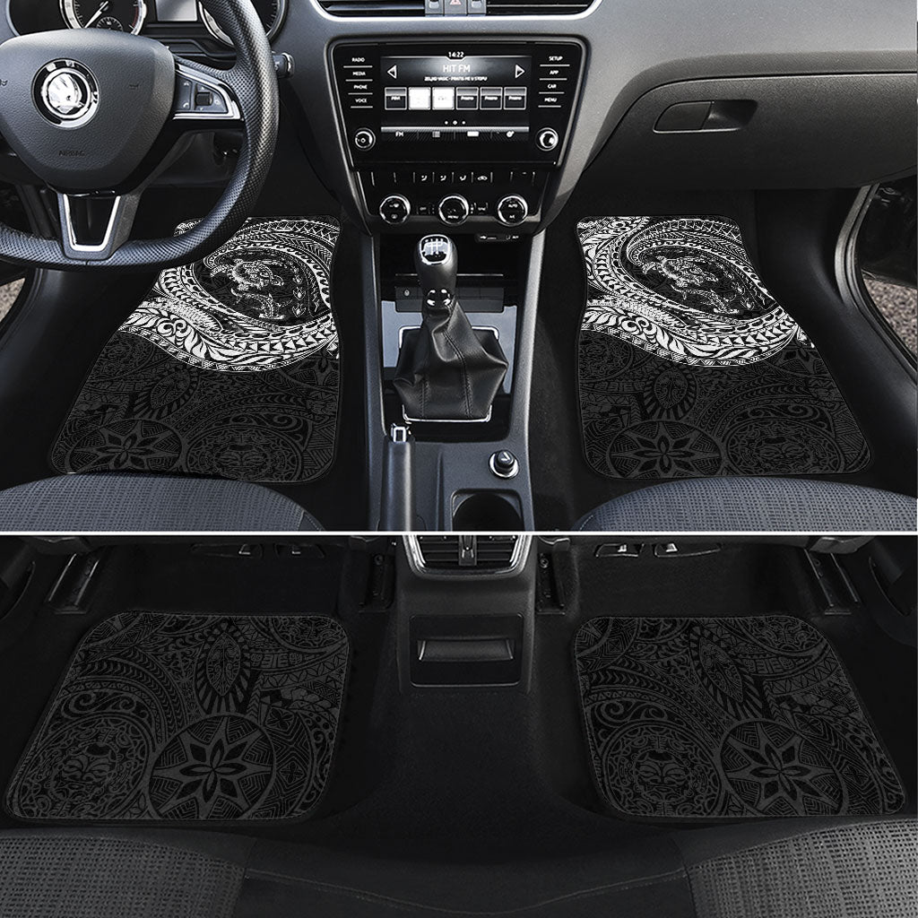 Hawaiian Turtle and Shark Car Mats Kakau Tribal with Polynesian Pattern Black Color