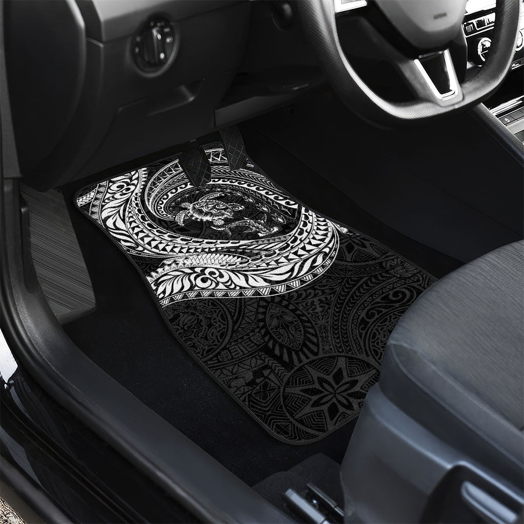 Hawaiian Turtle and Shark Car Mats Kakau Tribal with Polynesian Pattern Black Color
