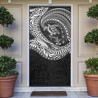 Hawaiian Turtle and Shark Door Cover Kakau Tribal with Polynesian Pattern Black Color