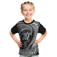 Hawaiian Turtle and Shark Kid T Shirt Kakau Tribal with Polynesian Pattern Black Color
