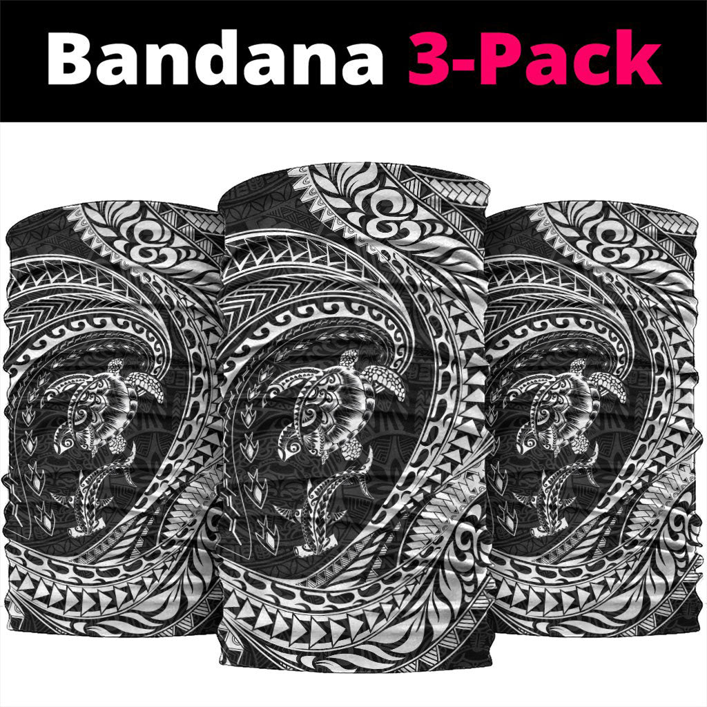 Hawaiian Turtle and Shark Neck Gaiter Kakau Tribal with Polynesian Pattern Black Color