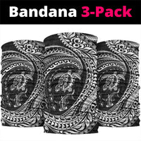Hawaiian Turtle and Shark Neck Gaiter Kakau Tribal with Polynesian Pattern Black Color