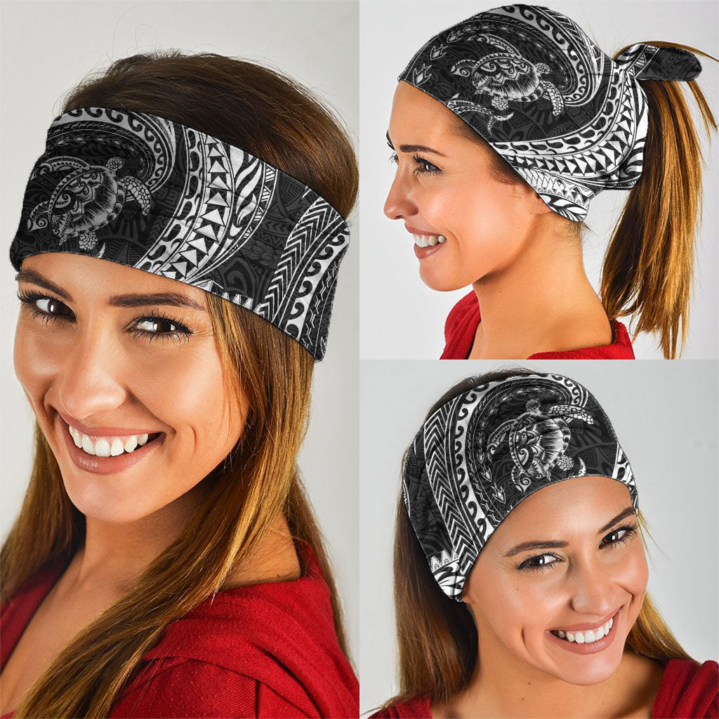 Hawaiian Turtle and Shark Neck Gaiter Kakau Tribal with Polynesian Pattern Black Color