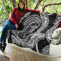 Hawaiian Turtle and Shark Quilt Kakau Tribal with Polynesian Pattern Black Color
