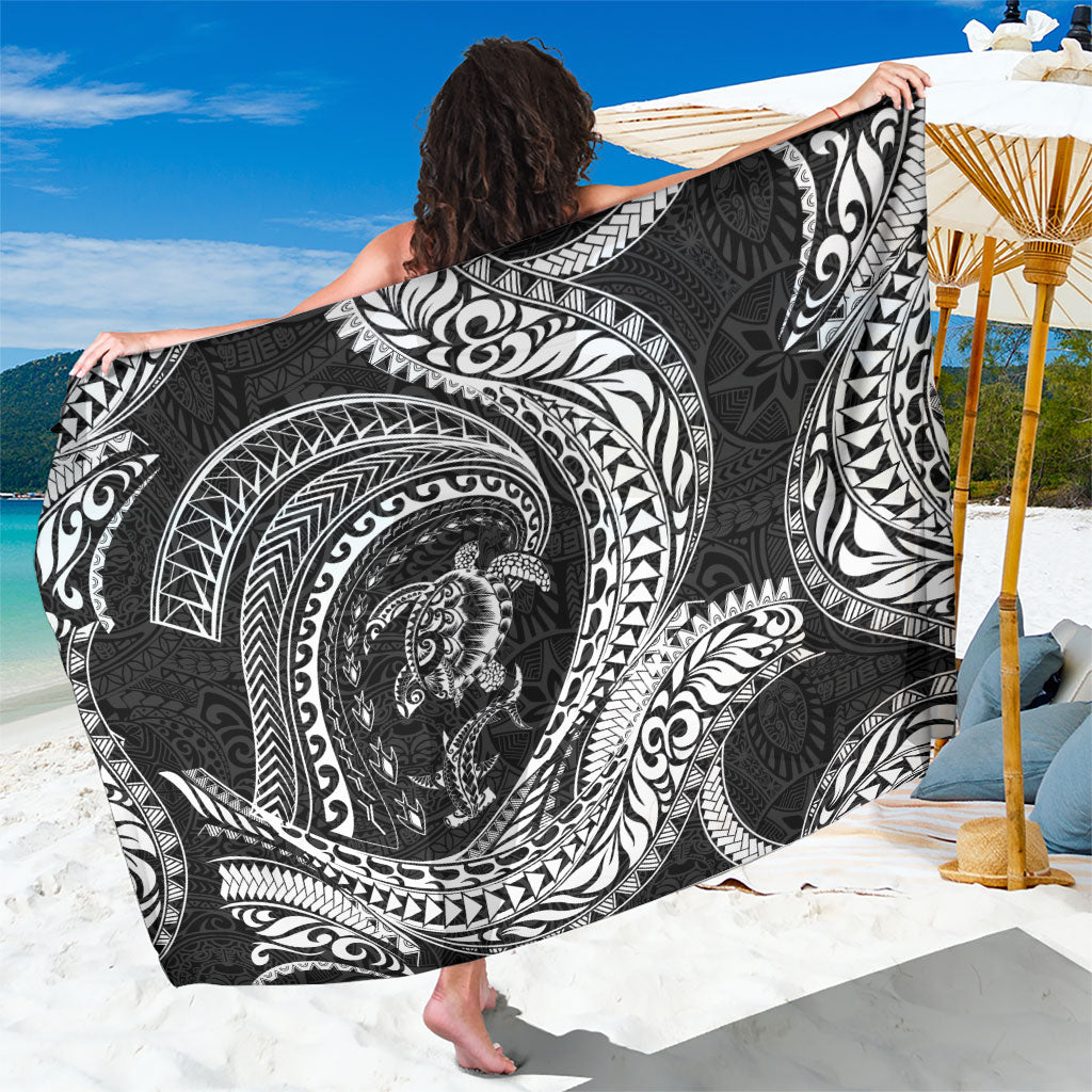Hawaiian Turtle and Shark Sarong Kakau Tribal with Polynesian Pattern Black Color