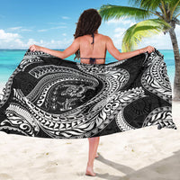 Hawaiian Turtle and Shark Sarong Kakau Tribal with Polynesian Pattern Black Color