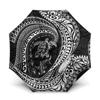 Hawaiian Turtle and Shark Umbrella Kakau Tribal with Polynesian Pattern Black Color