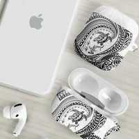 Hawaiian Turtle and Shark AirPods Case Kakau Tribal with Polynesian Pattern White Color