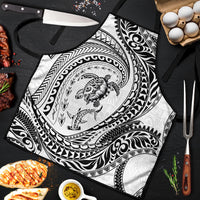 Hawaiian Turtle and Shark Apron Kakau Tribal with Polynesian Pattern White Color