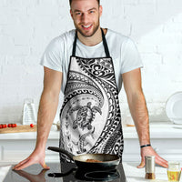 Hawaiian Turtle and Shark Apron Kakau Tribal with Polynesian Pattern White Color