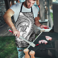 Hawaiian Turtle and Shark Apron Kakau Tribal with Polynesian Pattern White Color