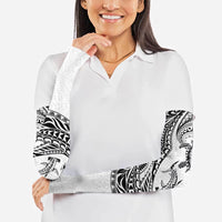 Hawaiian Turtle and Shark Arm Sleeves Kakau Tribal with Polynesian Pattern White Color