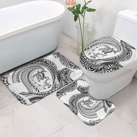 Hawaiian Turtle and Shark Bathroom Set Kakau Tribal with Polynesian Pattern White Color