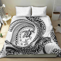 Hawaiian Turtle and Shark Bedding Set Kakau Tribal with Polynesian Pattern White Color