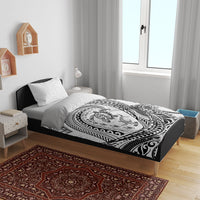 Hawaiian Turtle and Shark Bedding Set Kakau Tribal with Polynesian Pattern White Color