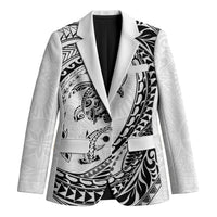 Hawaiian Turtle and Shark Blazer Kakau Tribal with Polynesian Pattern White Color