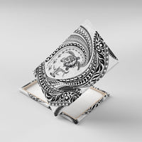 Hawaiian Turtle and Shark Canvas Wall Art Kakau Tribal with Polynesian Pattern White Color