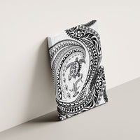 Hawaiian Turtle and Shark Canvas Wall Art Kakau Tribal with Polynesian Pattern White Color