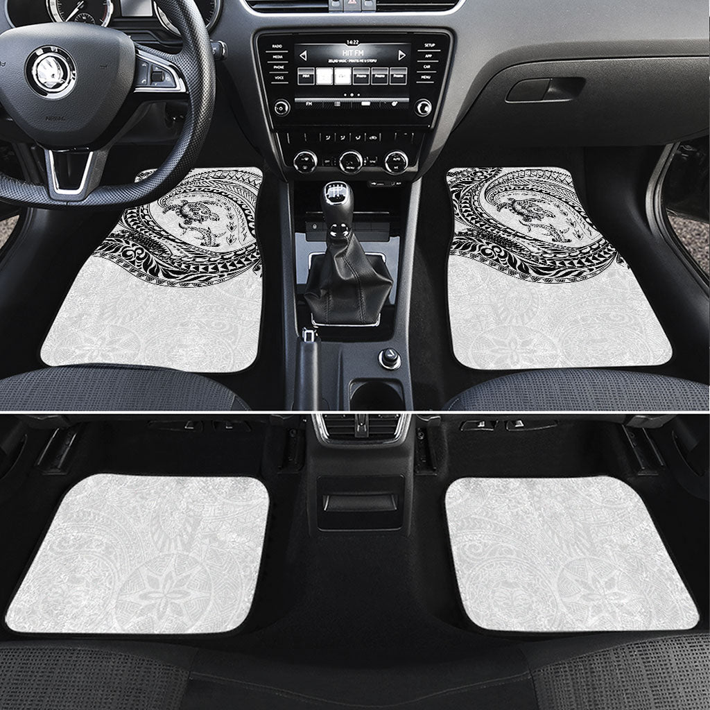 Hawaiian Turtle and Shark Car Mats Kakau Tribal with Polynesian Pattern White Color