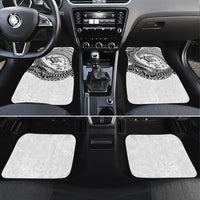 Hawaiian Turtle and Shark Car Mats Kakau Tribal with Polynesian Pattern White Color
