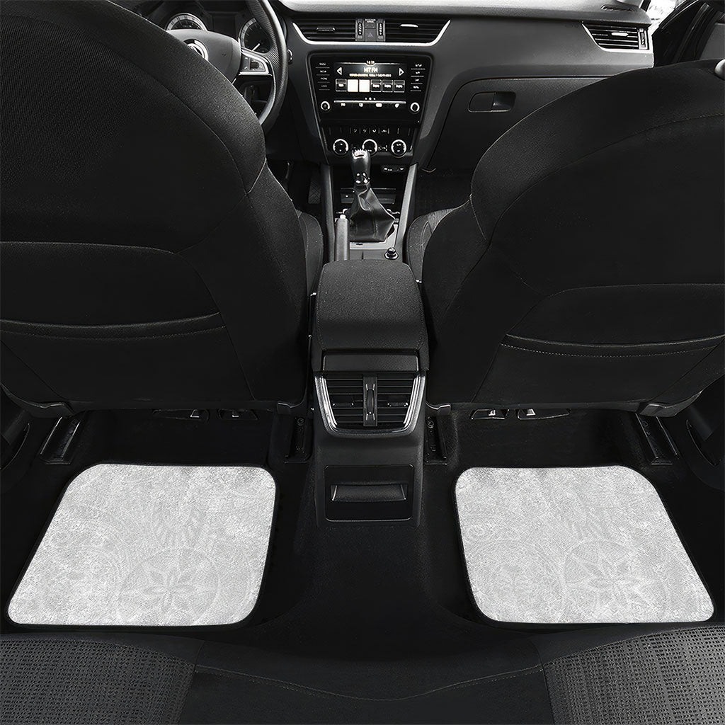 Hawaiian Turtle and Shark Car Mats Kakau Tribal with Polynesian Pattern White Color