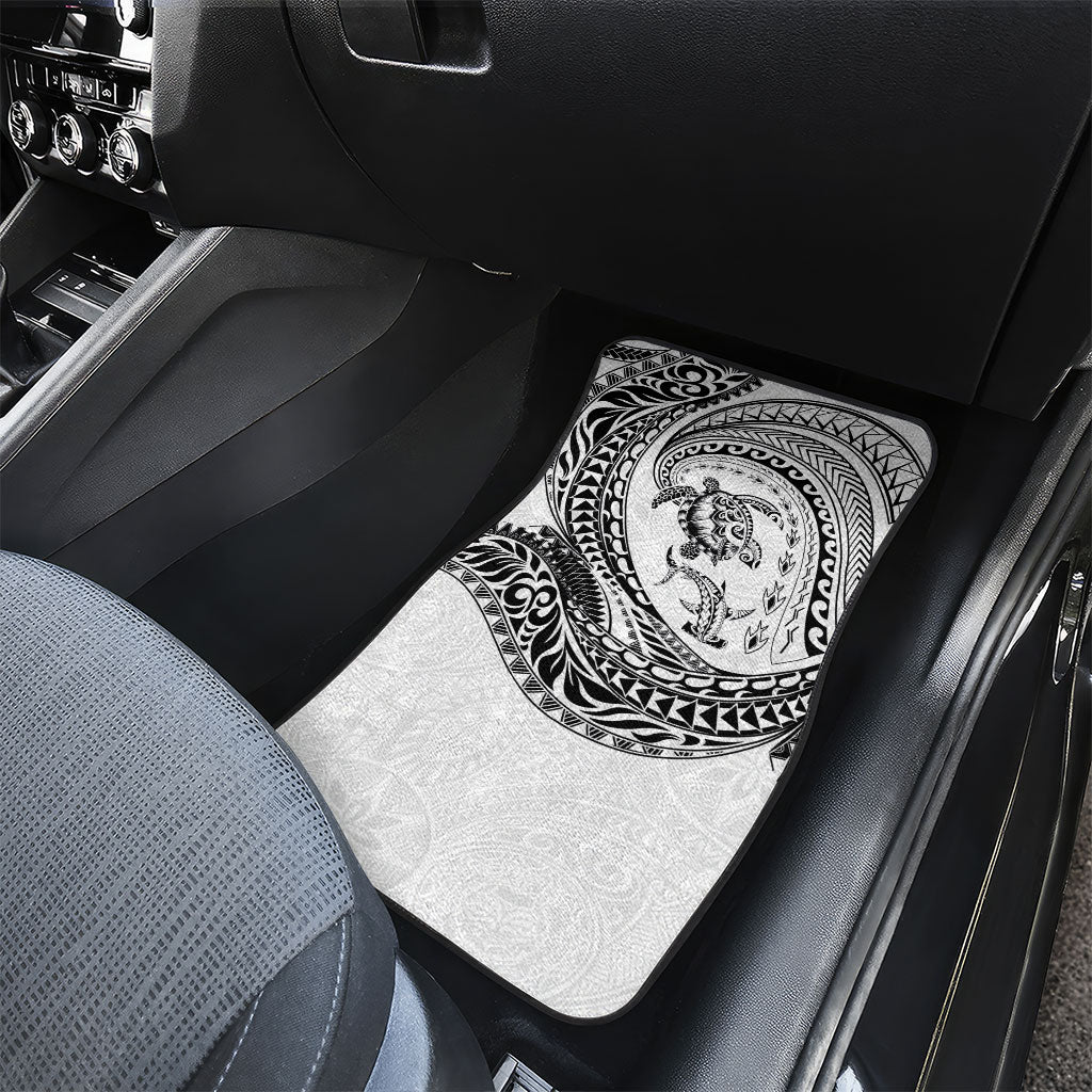 Hawaiian Turtle and Shark Car Mats Kakau Tribal with Polynesian Pattern White Color