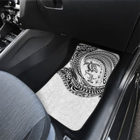 Hawaiian Turtle and Shark Car Mats Kakau Tribal with Polynesian Pattern White Color
