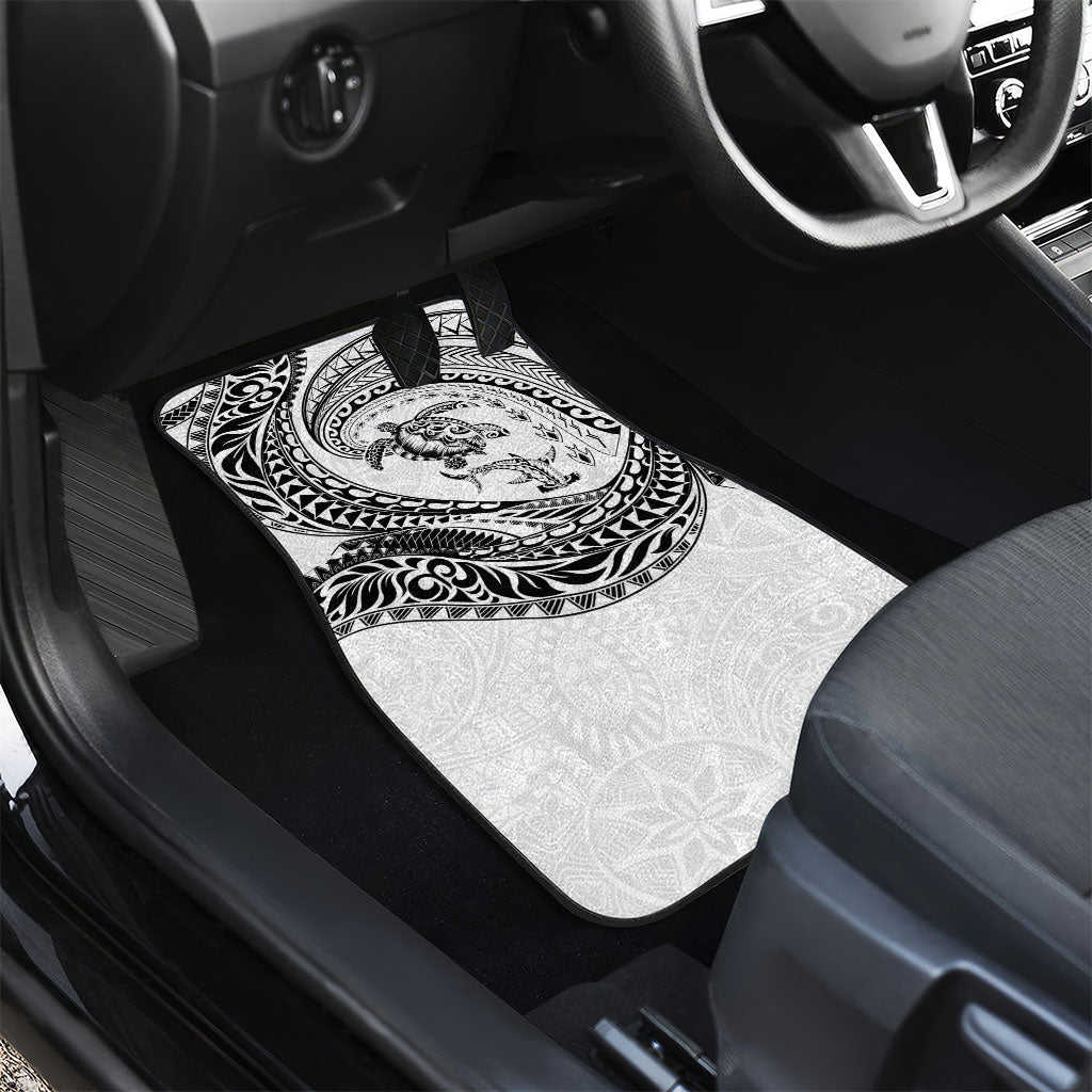 Hawaiian Turtle and Shark Car Mats Kakau Tribal with Polynesian Pattern White Color