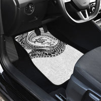 Hawaiian Turtle and Shark Car Mats Kakau Tribal with Polynesian Pattern White Color