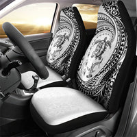 Hawaiian Turtle and Shark Car Seat Cover Kakau Tribal with Polynesian Pattern White Color