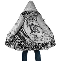 Hawaiian Turtle and Shark Cloak Kakau Tribal with Polynesian Pattern White Color