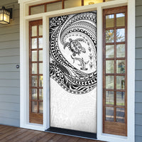 Hawaiian Turtle and Shark Door Cover Kakau Tribal with Polynesian Pattern White Color