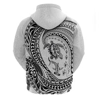 Hawaiian Turtle and Shark Hoodie Kakau Tribal with Polynesian Pattern White Color