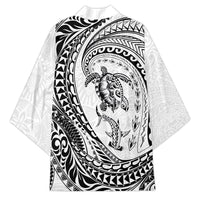 Hawaiian Turtle and Shark Kimono Kakau Tribal with Polynesian Pattern White Color