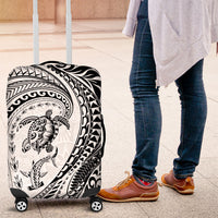 Hawaiian Turtle and Shark Luggage Cover Kakau Tribal with Polynesian Pattern White Color