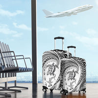 Hawaiian Turtle and Shark Luggage Cover Kakau Tribal with Polynesian Pattern White Color