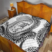 Hawaiian Turtle and Shark Quilt Kakau Tribal with Polynesian Pattern White Color