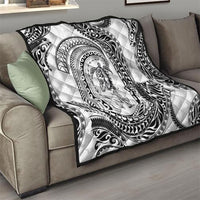 Hawaiian Turtle and Shark Quilt Kakau Tribal with Polynesian Pattern White Color