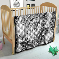Hawaiian Turtle and Shark Quilt Kakau Tribal with Polynesian Pattern White Color