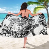 Hawaiian Turtle and Shark Sarong Kakau Tribal with Polynesian Pattern White Color