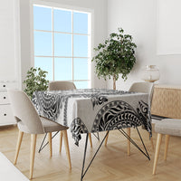 Hawaiian Turtle and Shark Tablecloth Kakau Tribal with Polynesian Pattern White Color