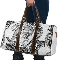 Hawaiian Turtle and Shark Travel Bag Kakau Tribal with Polynesian Pattern White Color