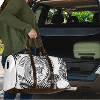 Hawaiian Turtle and Shark Travel Bag Kakau Tribal with Polynesian Pattern White Color